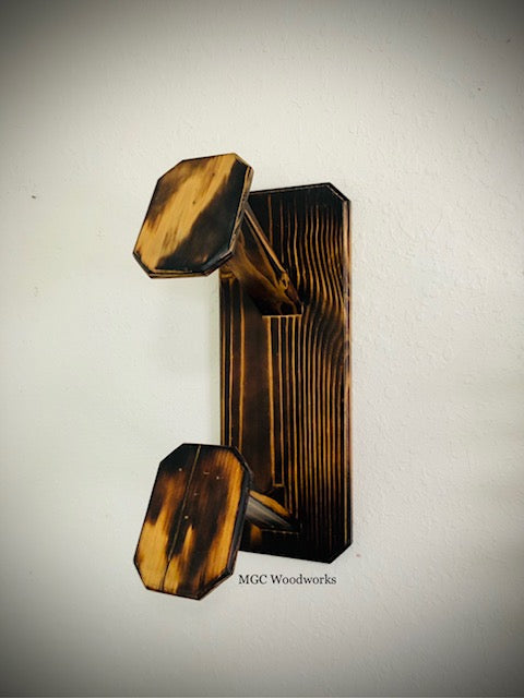 2-Hat Cowboy Hat Rack | Vertical | Solid Wood - "The Showman"