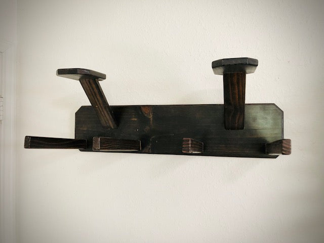 4-Hat Cowboy Hat Rack | Horizontal | Solid Wood - Two Tier Holder - "The Cowpuncher"