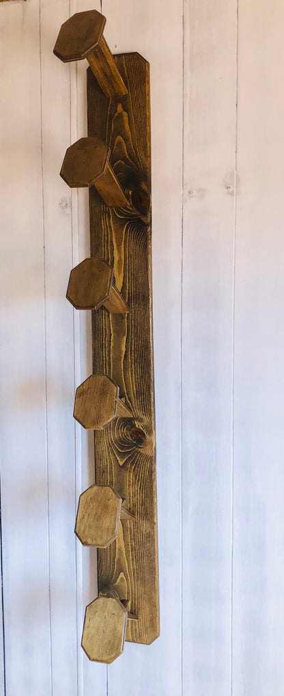 6-Hat Cowboy Hat Rack | Vertical | Solid Wood - “The Showman”