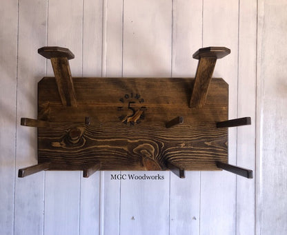 6-Hat Cowboy Hat Rack | Solid Wood 3 Tier Holder - "High Noon"